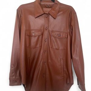 Blank NYC Tan Leather Shirt Jacket